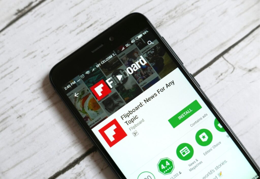 Flipboard application on an android Google Play Store.