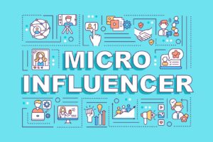 Micro Influencers word concepts banner. Blogging niche. Vloging audience. Infographics.